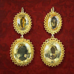 Antique Victorian Citrine Drop Earrings 18ct Gold