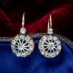 Antique Victorian Diamond Cluster Earrings Silver 15ct Gold 1.2ct Total