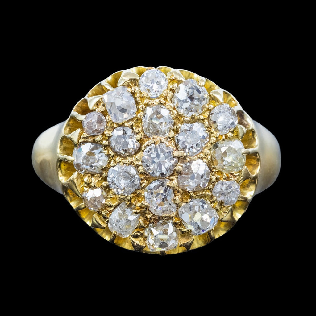 Antique Victorian Diamond Cluster Ring 1.2ct Total Dated 1841