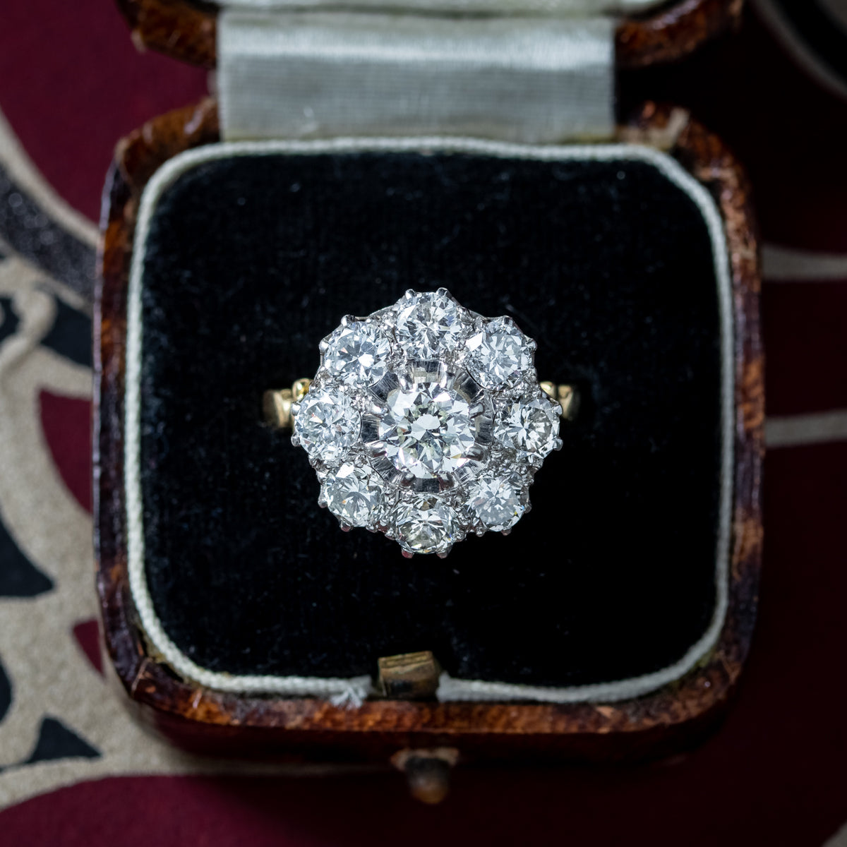 Antique Victorian Diamond Cluster Ring 2.5ct Total