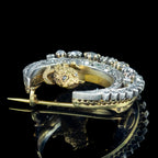 Antique Victorian Diamond Crescent Moon Owl Brooch Silver 18ct Gold