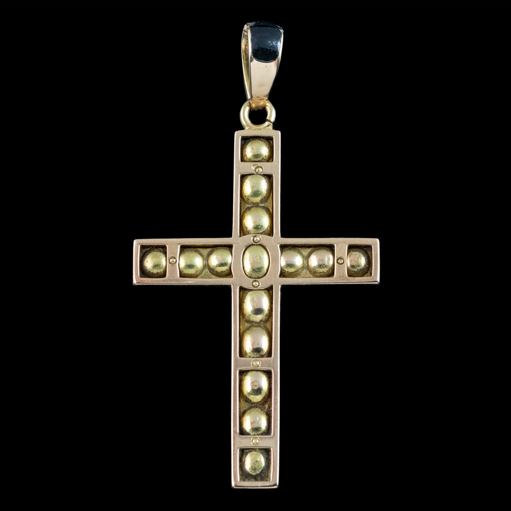 Antique Victorian Diamond Cross Pendant 18ct Gold 3ct Total