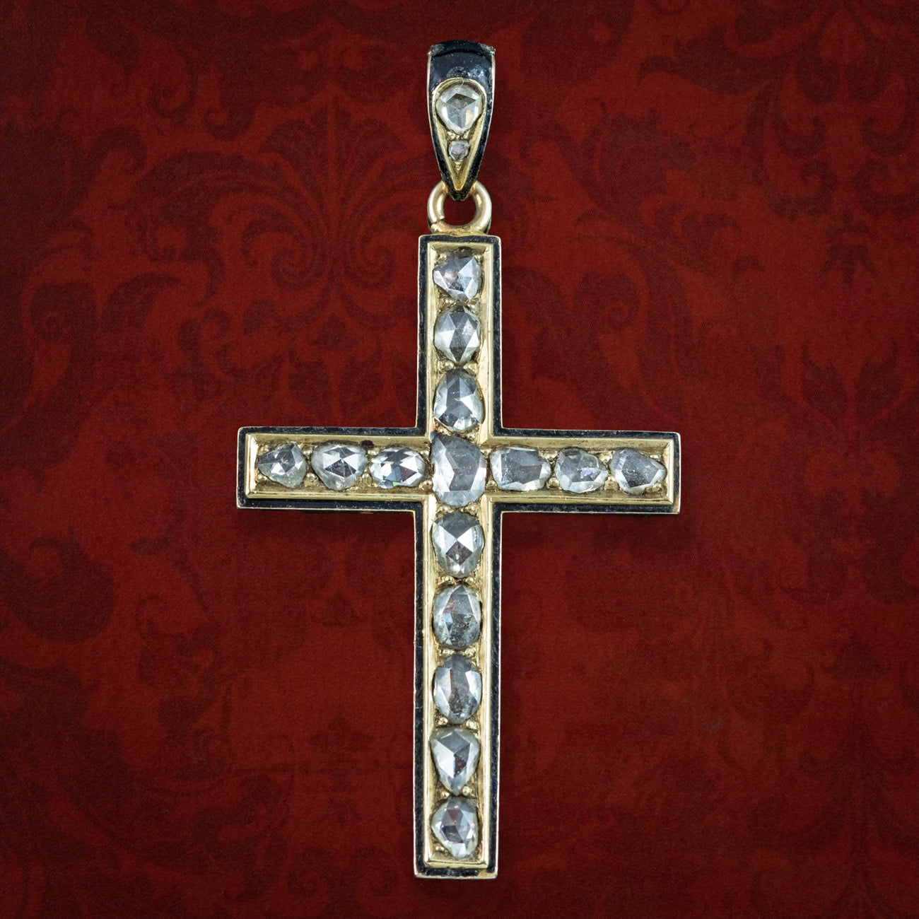 Antique Victorian Diamond Cross Pendant 18ct Gold 3ct Total Main image