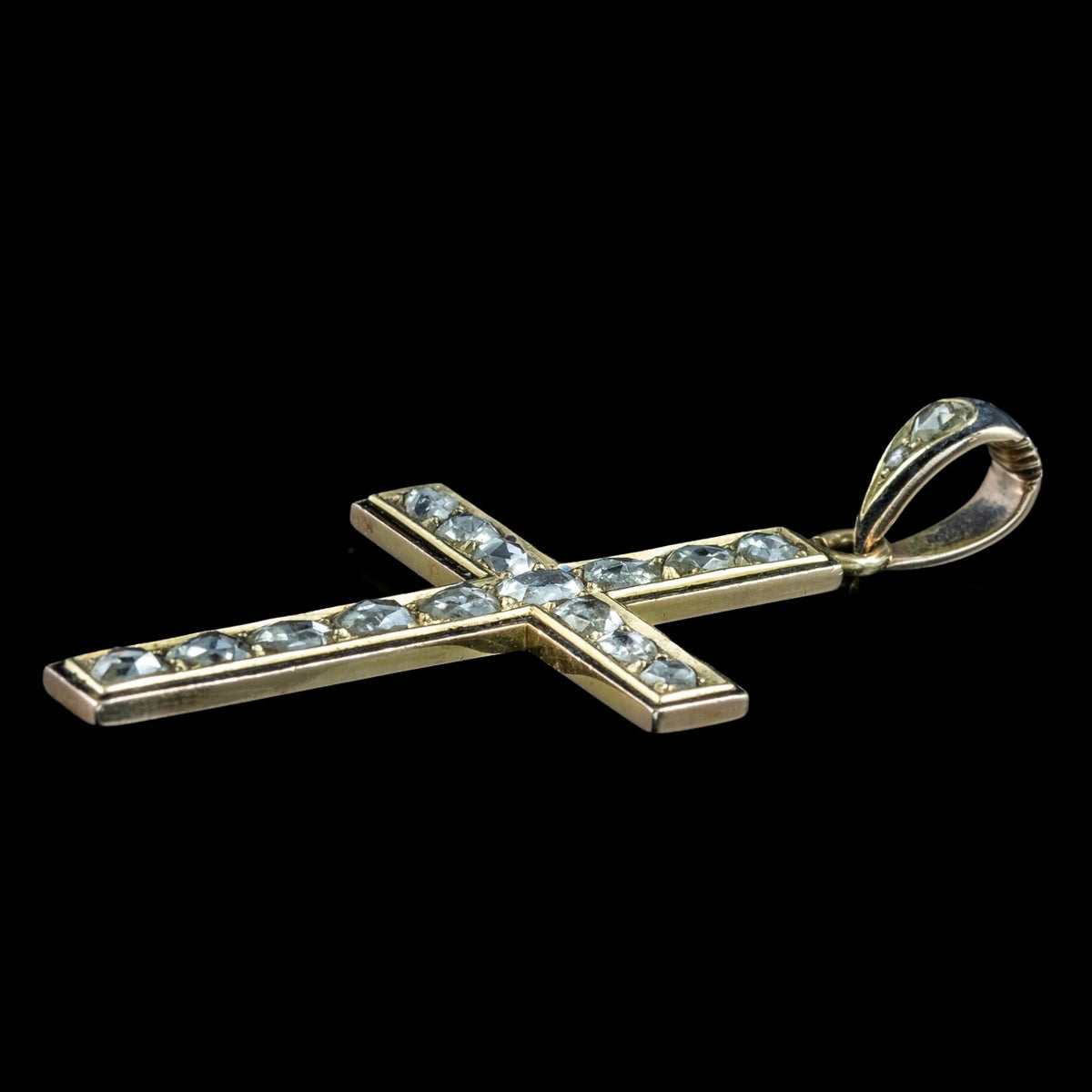 Antique Victorian Diamond Cross Pendant 18ct Gold 3ct Total