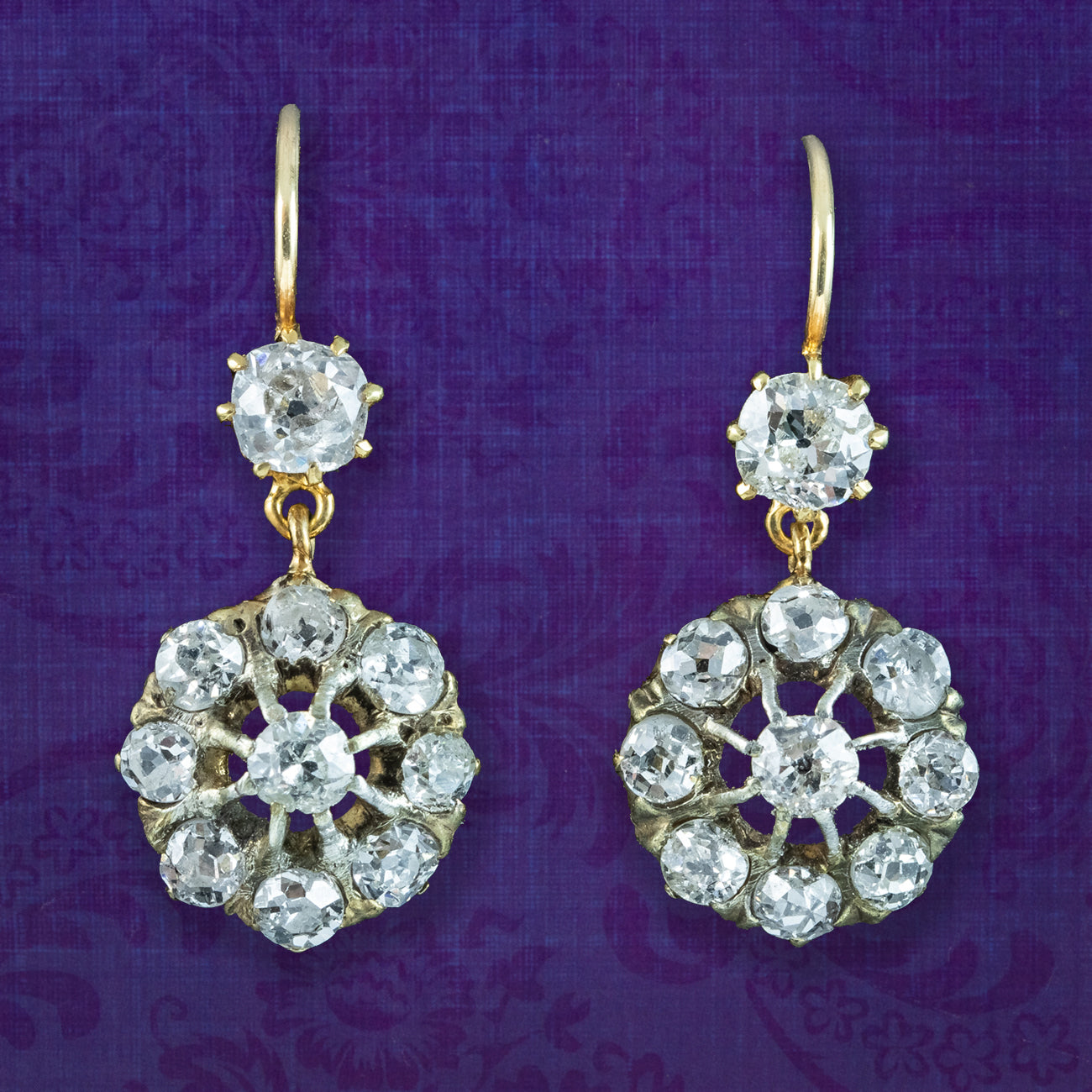 Antique Victorian Diamond Drop Earrings 1.85ct Total Main image