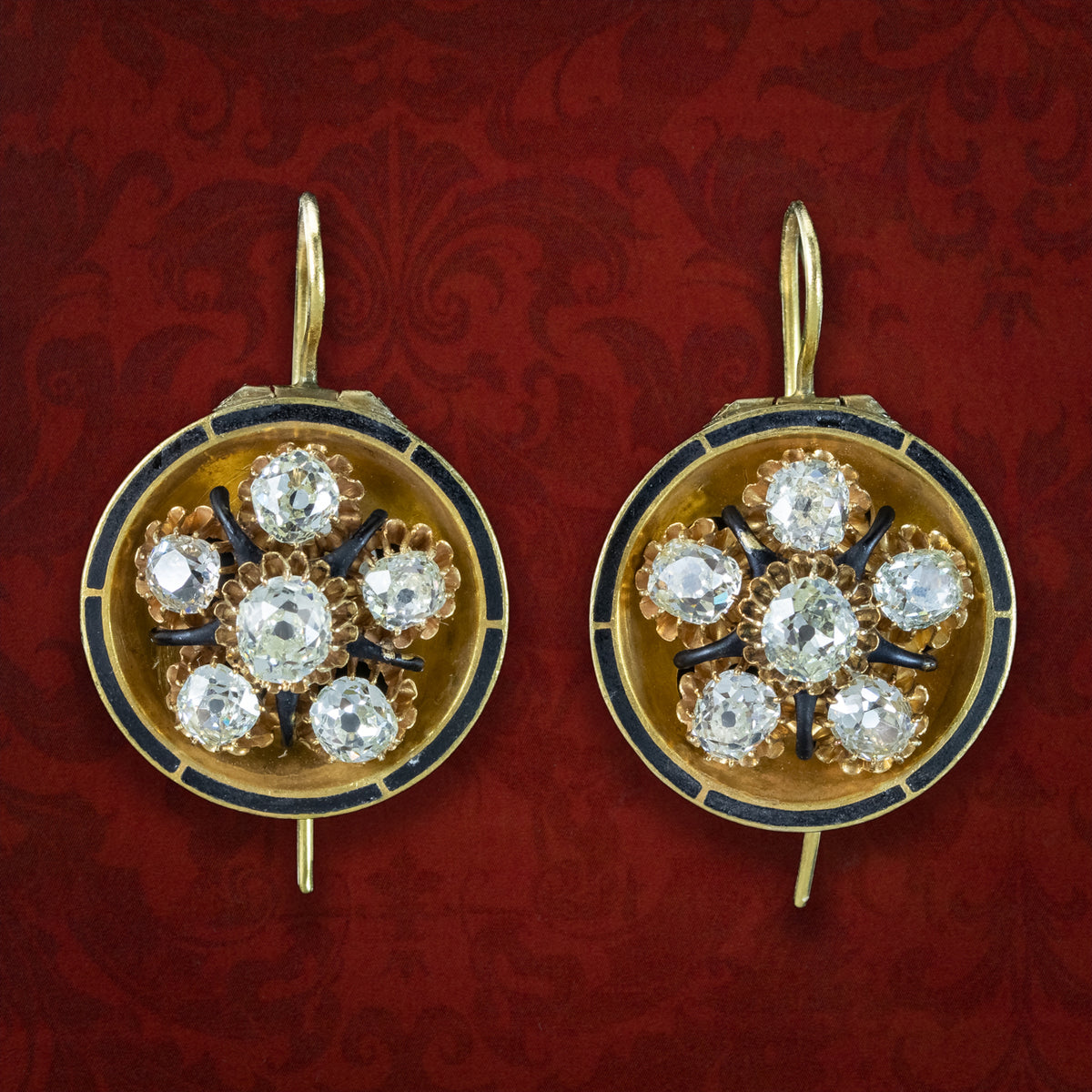 Antique Victorian Diamond Drop Earrings 3.7ct Total Main image
