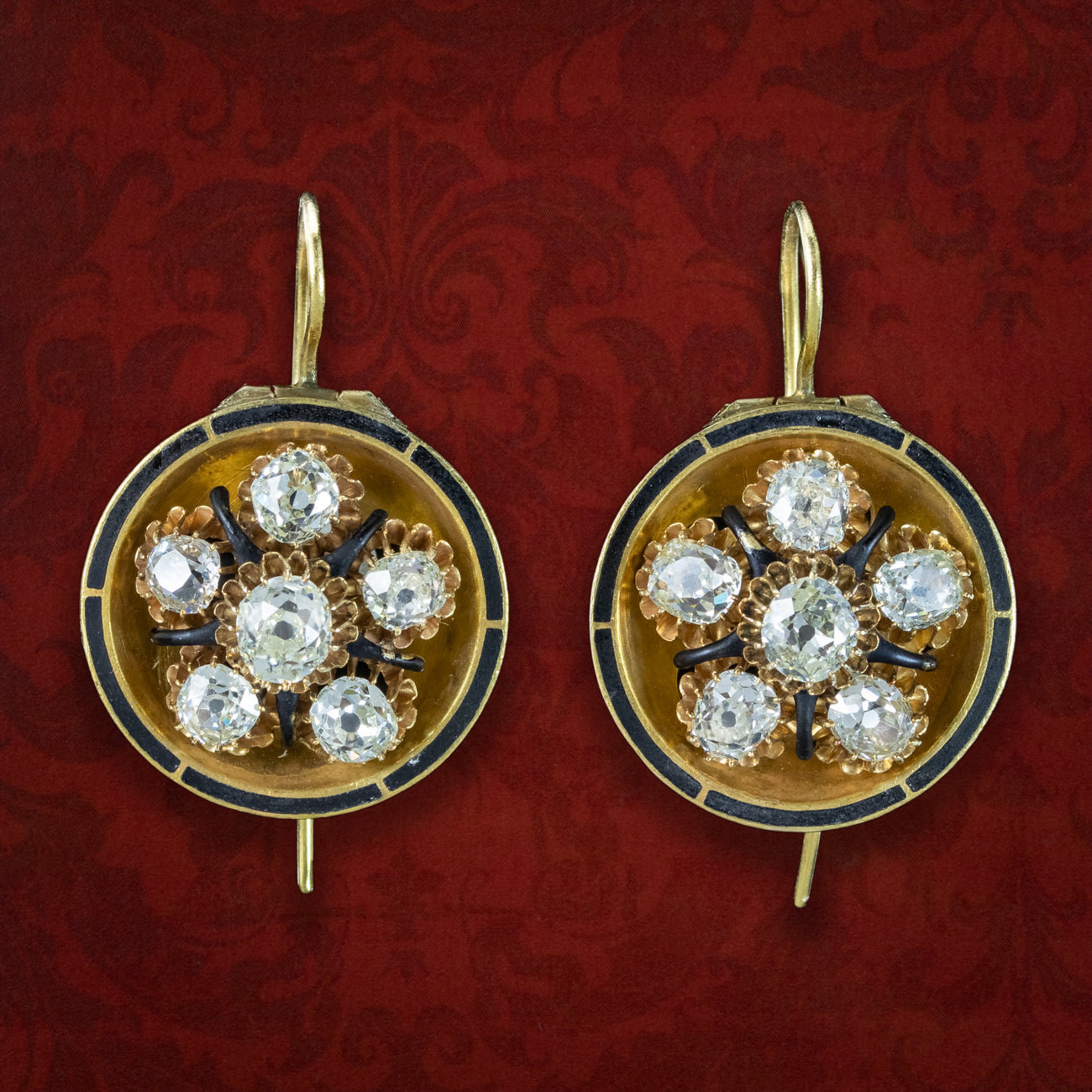 Antique Victorian Diamond Drop Earrings 3.7ct Total