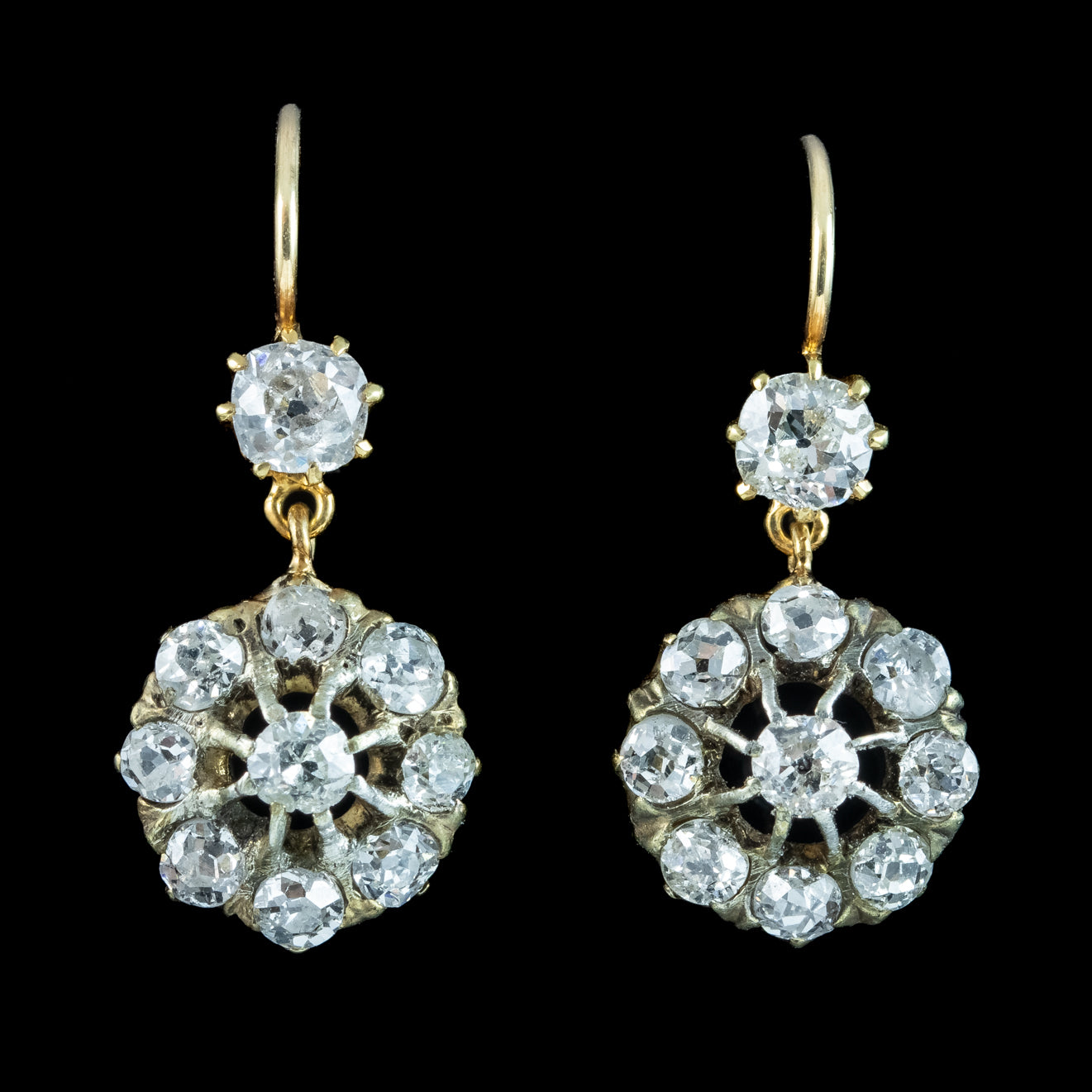 Antique Victorian Diamond Drop Earrings 1.85ct Total Secondary image