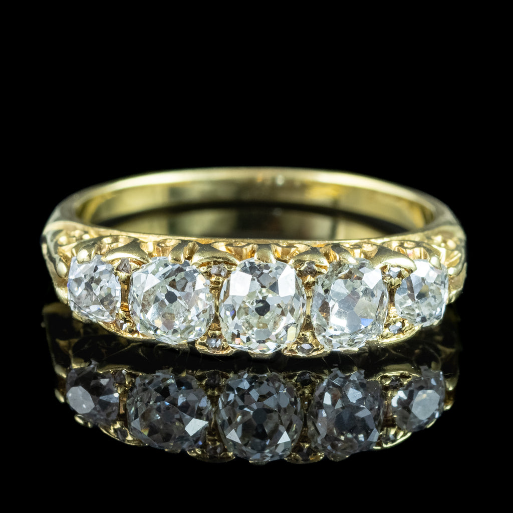 Antique Victorian Diamond Five Stone Ring 1ct Total