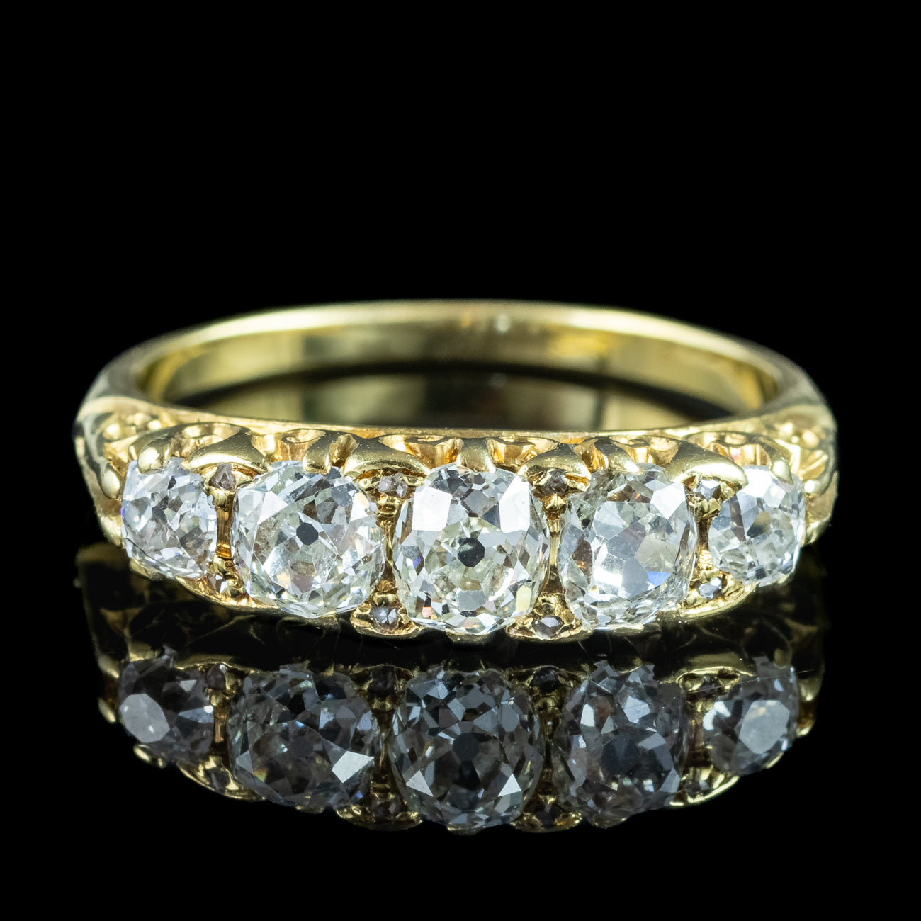 Antique Victorian Diamond Five Stone Ring 1ct Total