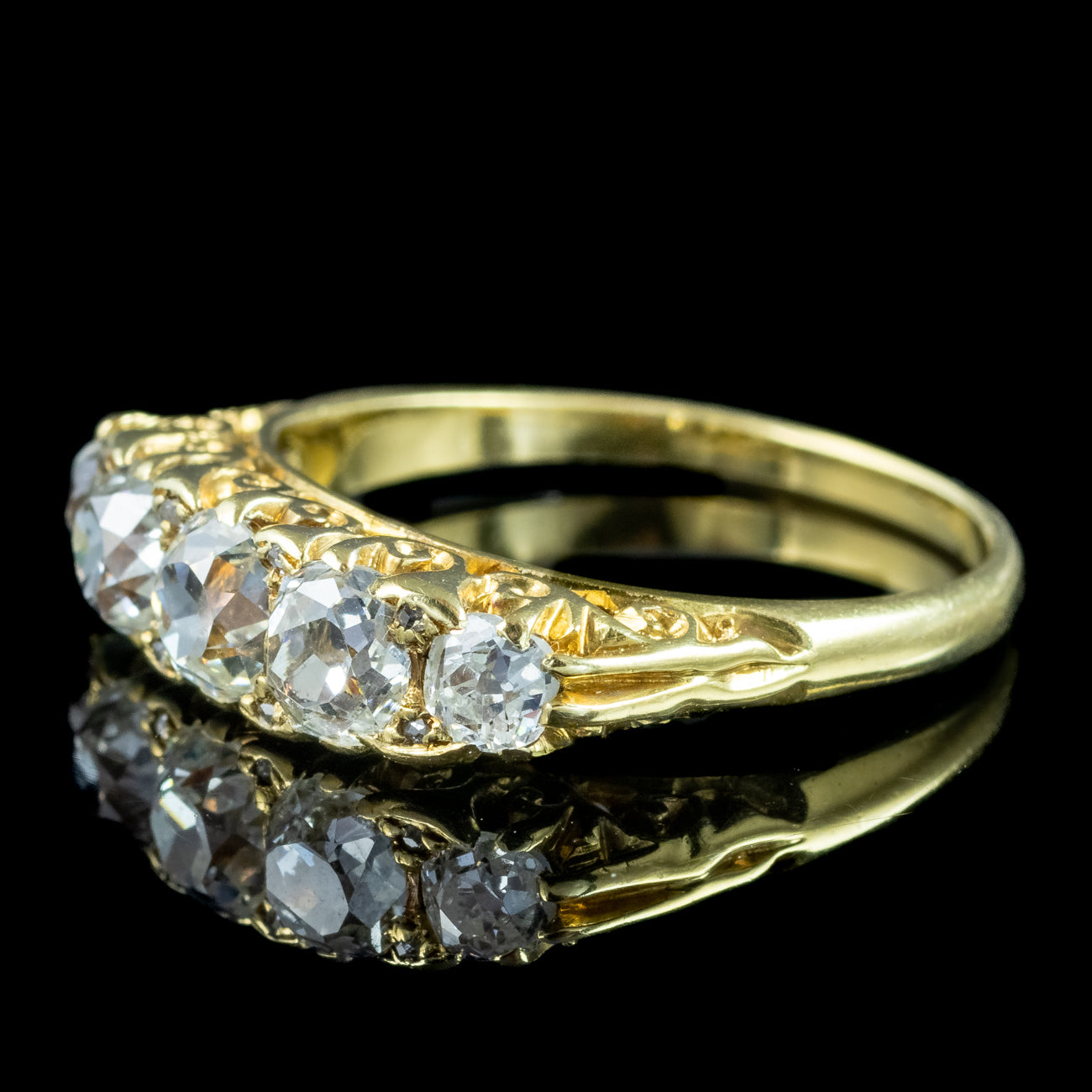 Antique Victorian Diamond Five Stone Ring 1ct Total