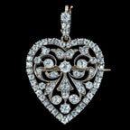 Antique Victorian Diamond Heart Pendant Brooch 2.5ct Total