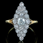 Antique Victorian Diamond Navette Cluster Ring 1.4ct Total