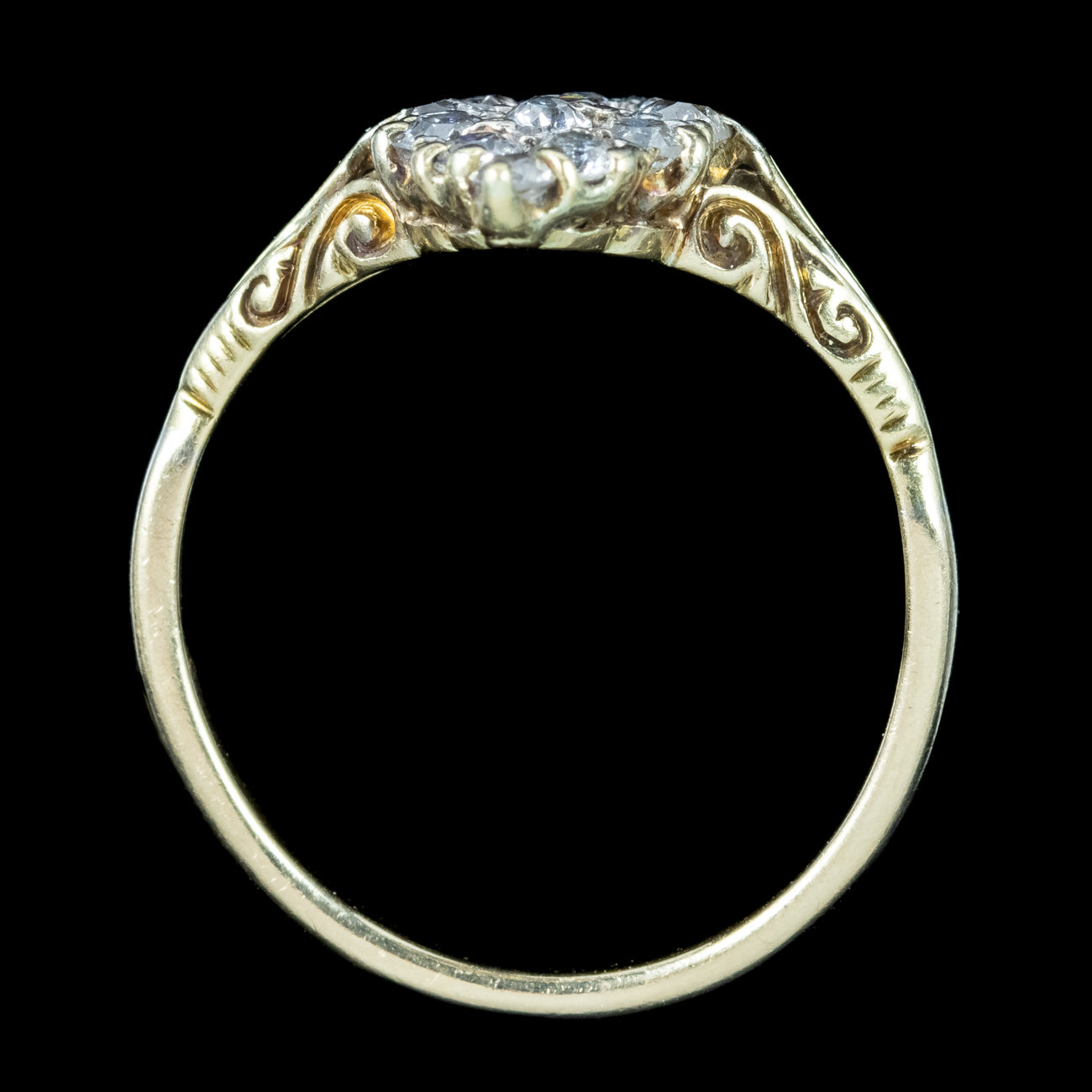 Antique Victorian Diamond Navette Cluster Ring 1.5ct Total