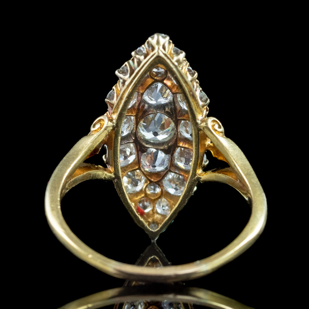 Antique Victorian Diamond Navette Cluster Ring 2.75ct Total