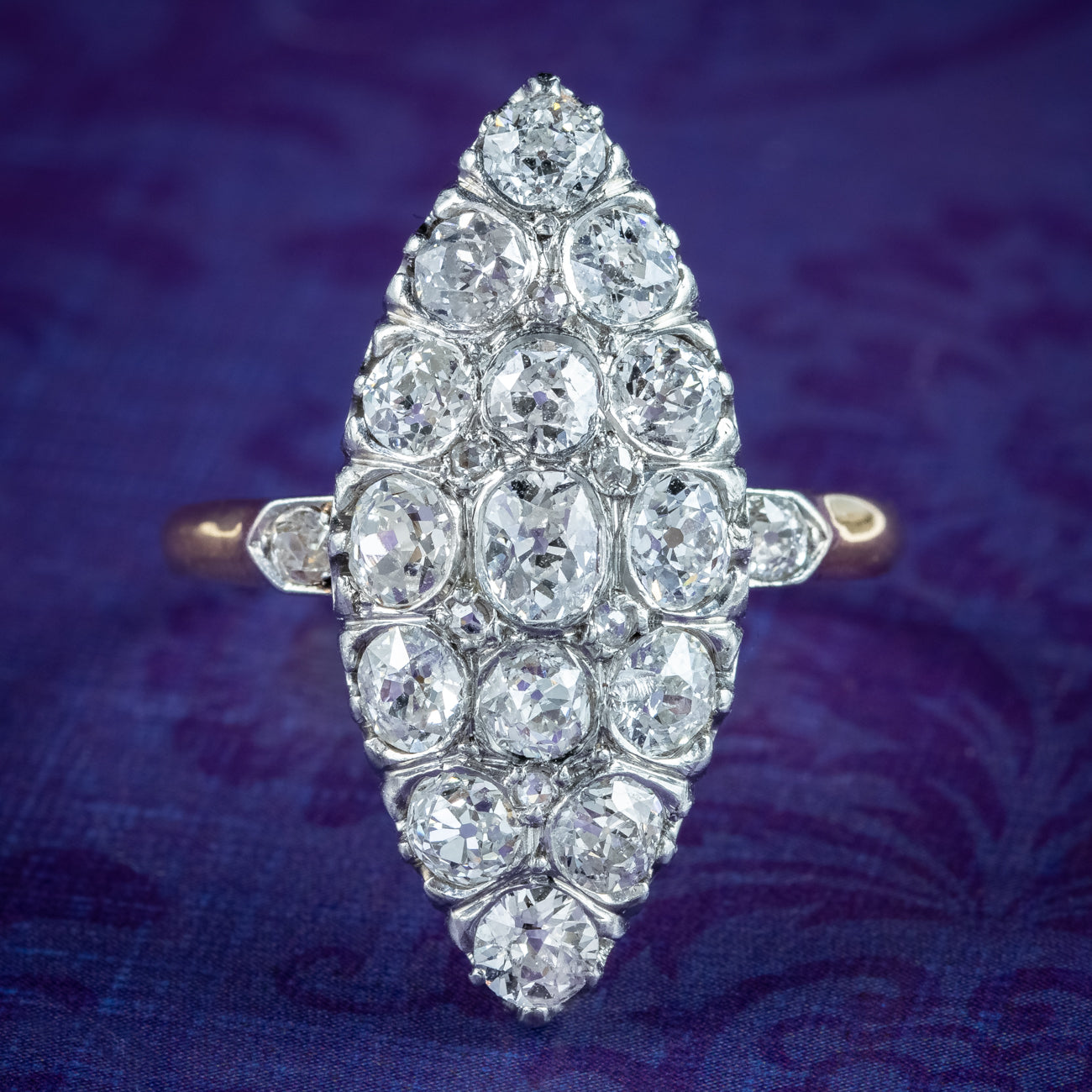 Antique Victorian Diamond Navette Cluster Ring 2.5ct Total Main image