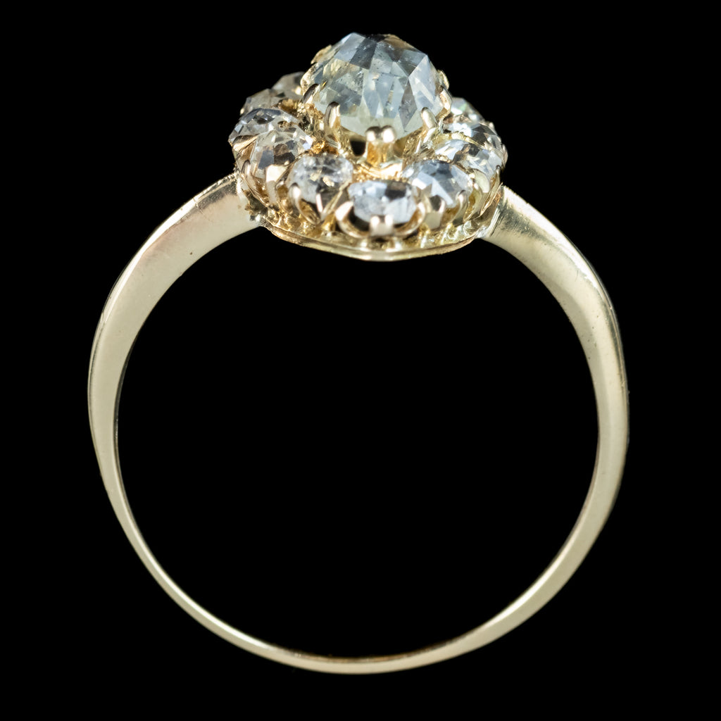 Antique Victorian Diamond Navette Cluster Ring 2ct Of Diamond