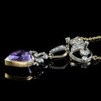 Antique Victorian Diamond Pearl Amethyst Heart Pendant Necklace 