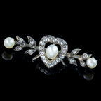 Antique Victorian Diamond Pearl Heart Bar Brooch Silver 18ct Gold