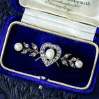 Antique Victorian Diamond Pearl Heart Bar Brooch Silver 18ct Gold