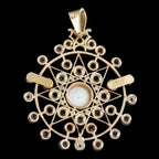Antique Victorian French Diamond Pearl Star Pendant 1.5ct Of Diamond