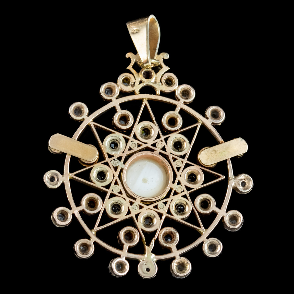 Antique Victorian French Diamond Pearl Star Pendant 1.5ct Of Diamond