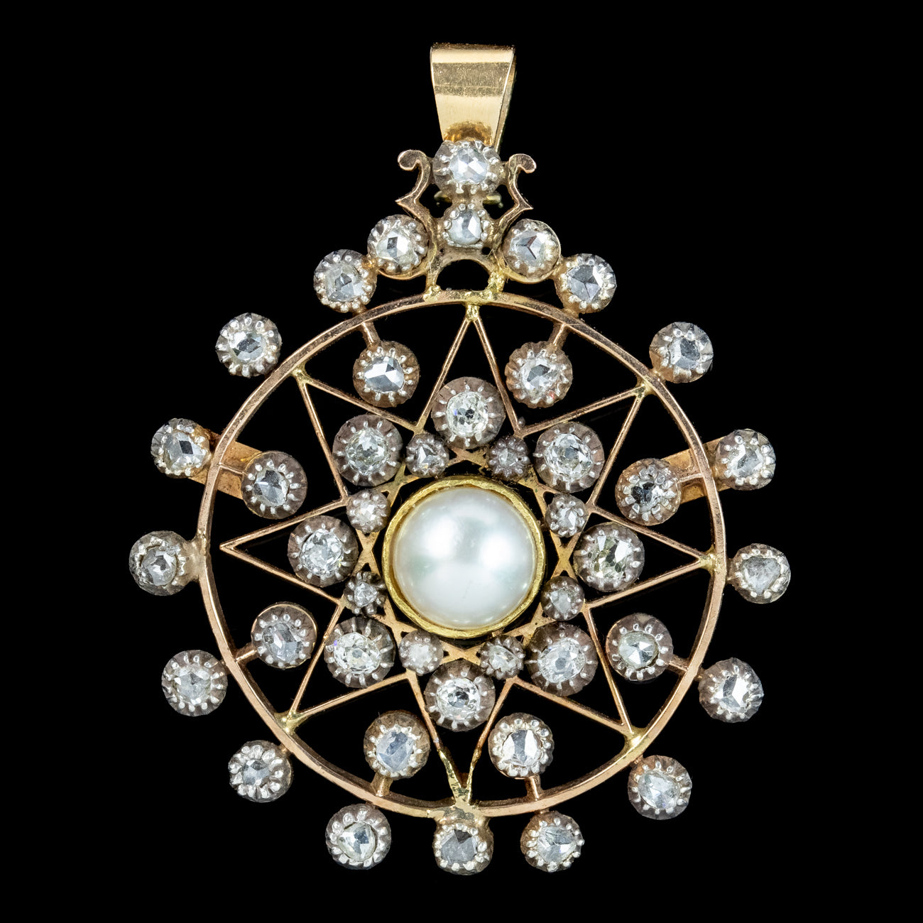 Antique Victorian Diamond Pearl Star Pendant 1.5ct Of Diamond Secondary image