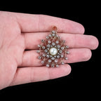 Antique Victorian French Diamond Pearl Star Pendant 1.5ct Of Diamond
