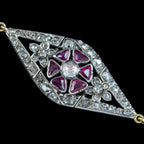 Antique Victorian Diamond Ruby Bracelet Silver Gold With Box 