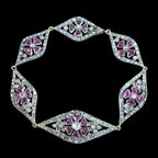 Antique Victorian Diamond Ruby Bracelet Silver Gold With Box 