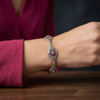 Antique Victorian Diamond Ruby Bracelet Silver Gold With Box 