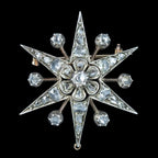 Antique Victorian Diamond Star Brooch Silver 15ct Gold
