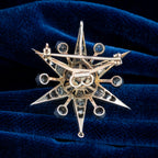 Antique Victorian Diamond Star Brooch Silver 15ct Gold