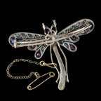 Antique Victorian Dragonfly Brooch Diamond Sapphire Ruby Pearl 