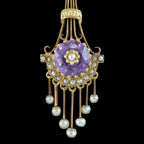 Antique Victorian Drop Earrings Amethyst Pearl 18ct Gold 