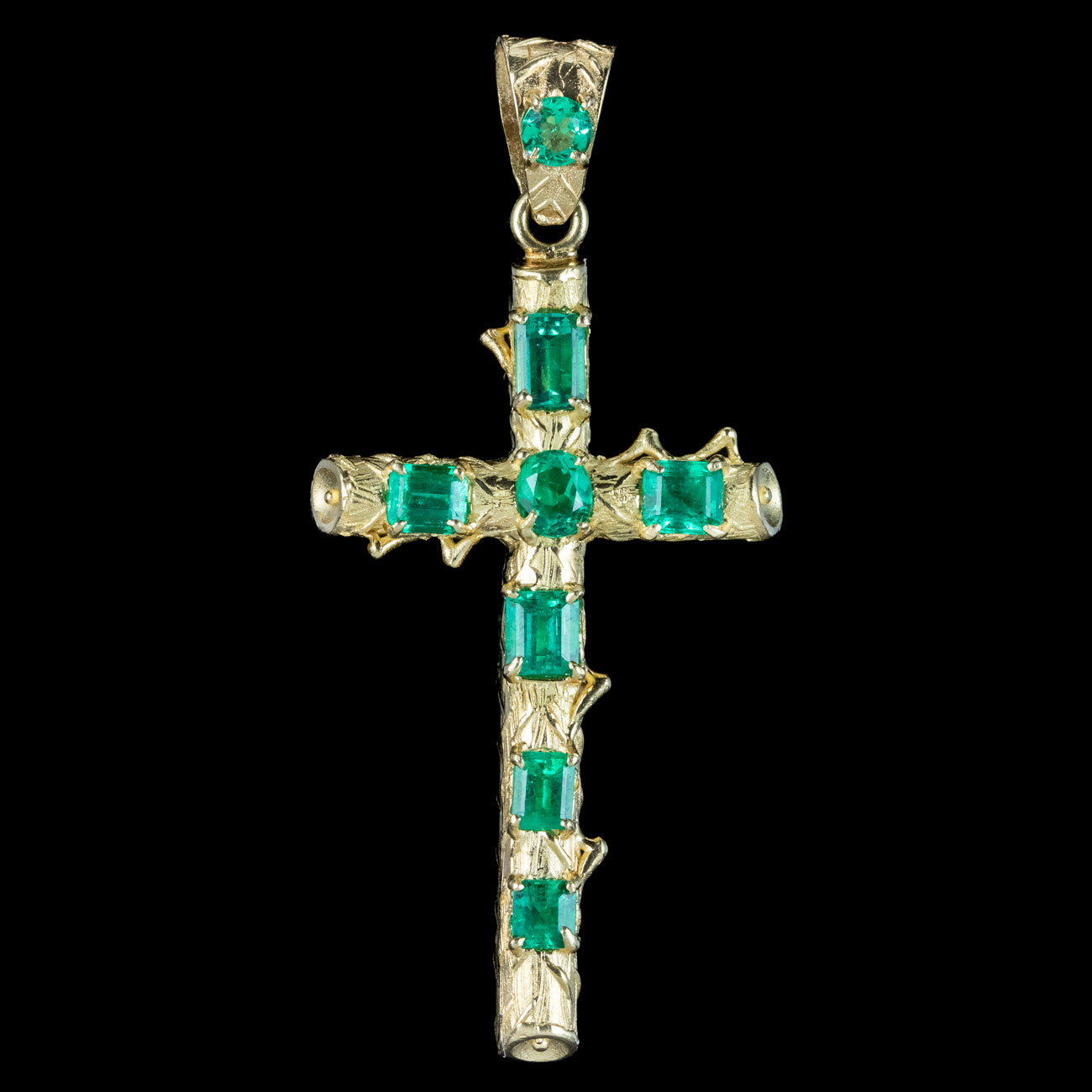Antique Victorian Colombian Emerald Cross Pendant 2.3ct Total With Cert Secondary image