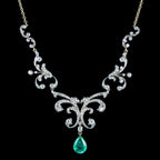 Antique Victorian Emerald Diamond Lavaliere Necklace 5ct Emerald