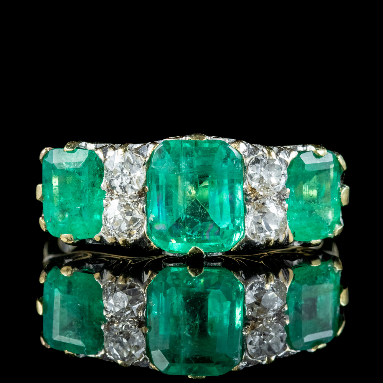 Antique Victorian Emerald Diamond Ring 3.07ct Emerald Dated 1900 With Cert Secondary image