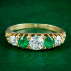 Antique Victorian Emerald Diamond Ring With Cert 