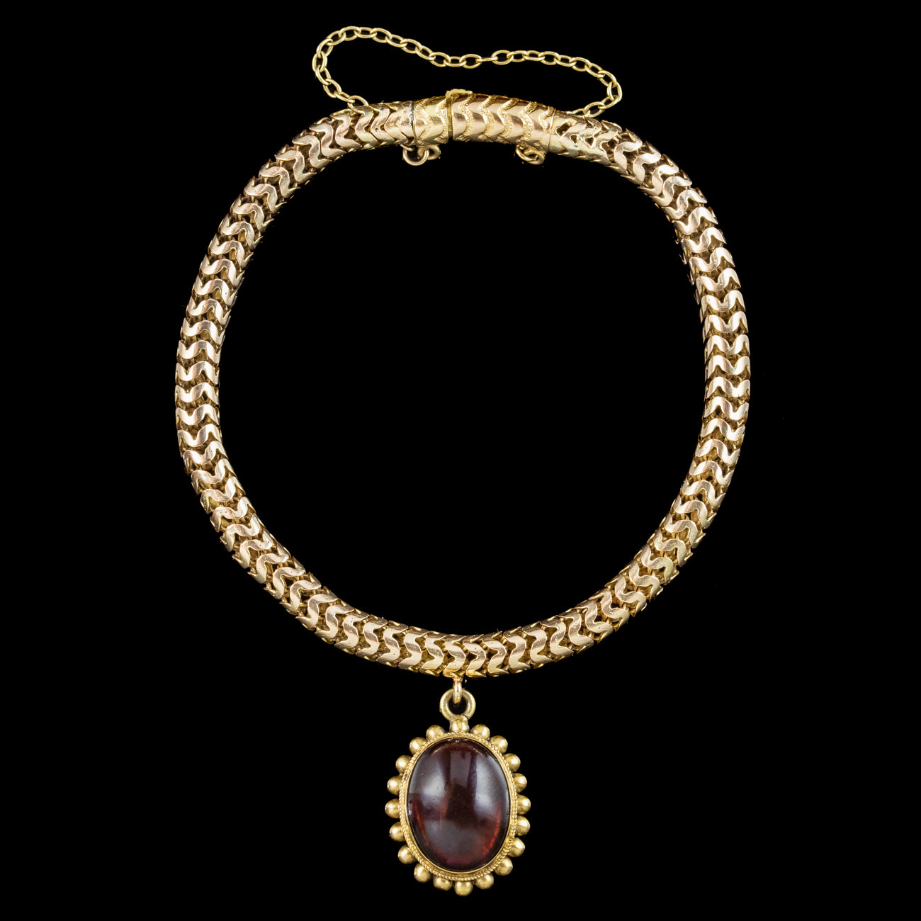 Antique Victorian Etruscan Garnet Charm Bracelet 18ct Gold 6ct Cabochon Secondary image