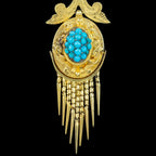 Antique Victorian Etruscan Turquoise Drop Earrings 18ct Gold