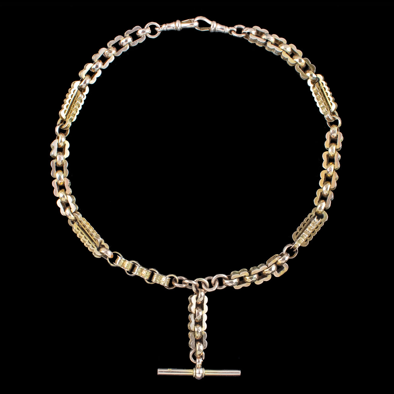 Antique Victorian Fetter Link Albert Chain 9ct Gold With T-Bar Secondary image