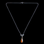 Antique Victorian Fire Opal Diamond Lavaliere Necklace 5ct Opal