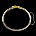 Antique Victorian Flower Bangle 15ct Gold Pink Sapphire Diamond Pearl
