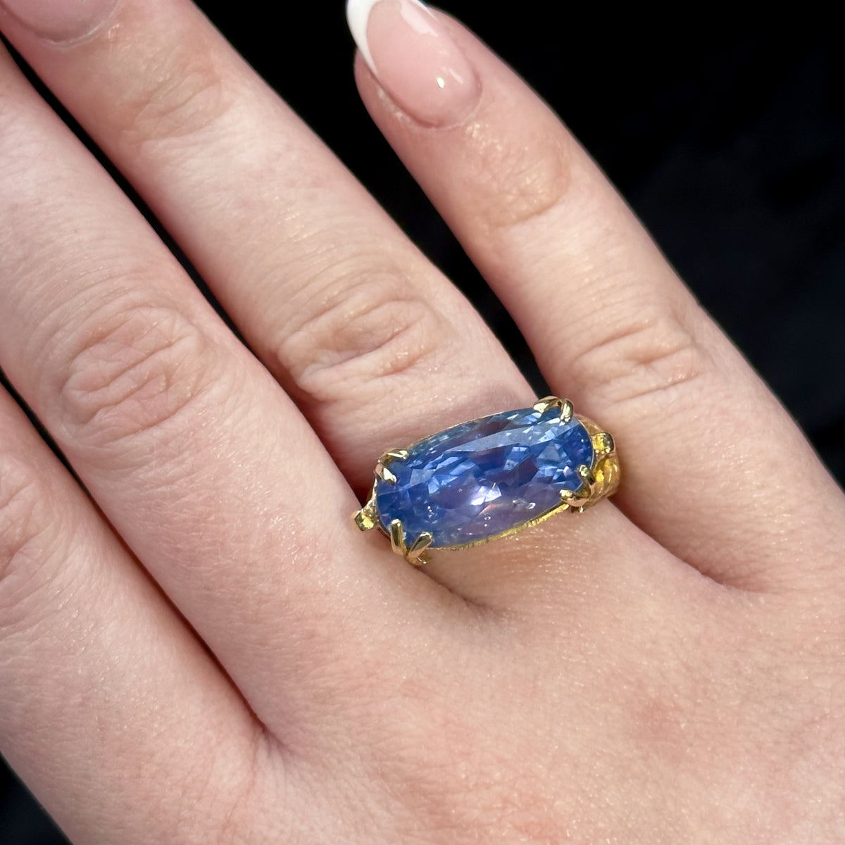 Antique Victorian French Ceylon Sapphire Ring 19.16ct Sapphire With Cert
