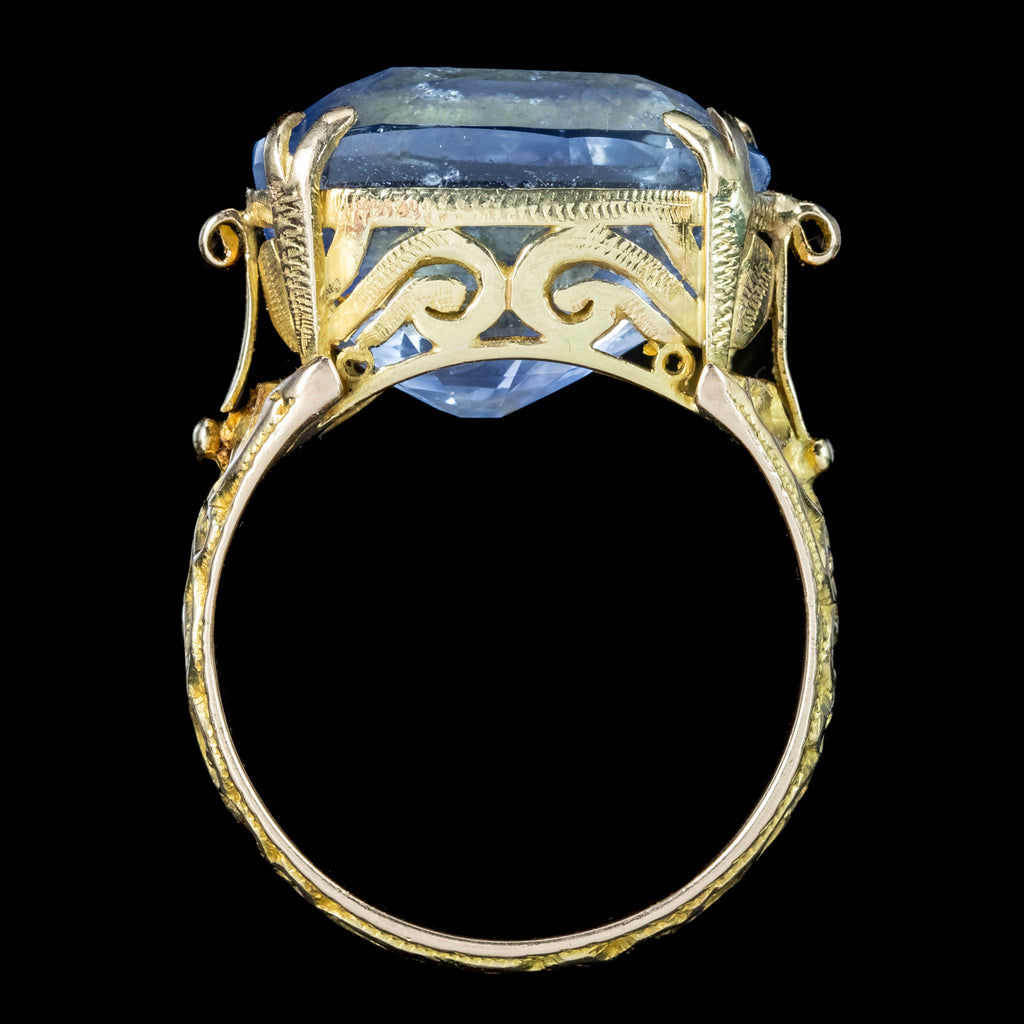 Antique Victorian French Ceylon Sapphire Ring 19.16ct Sapphire With Cert