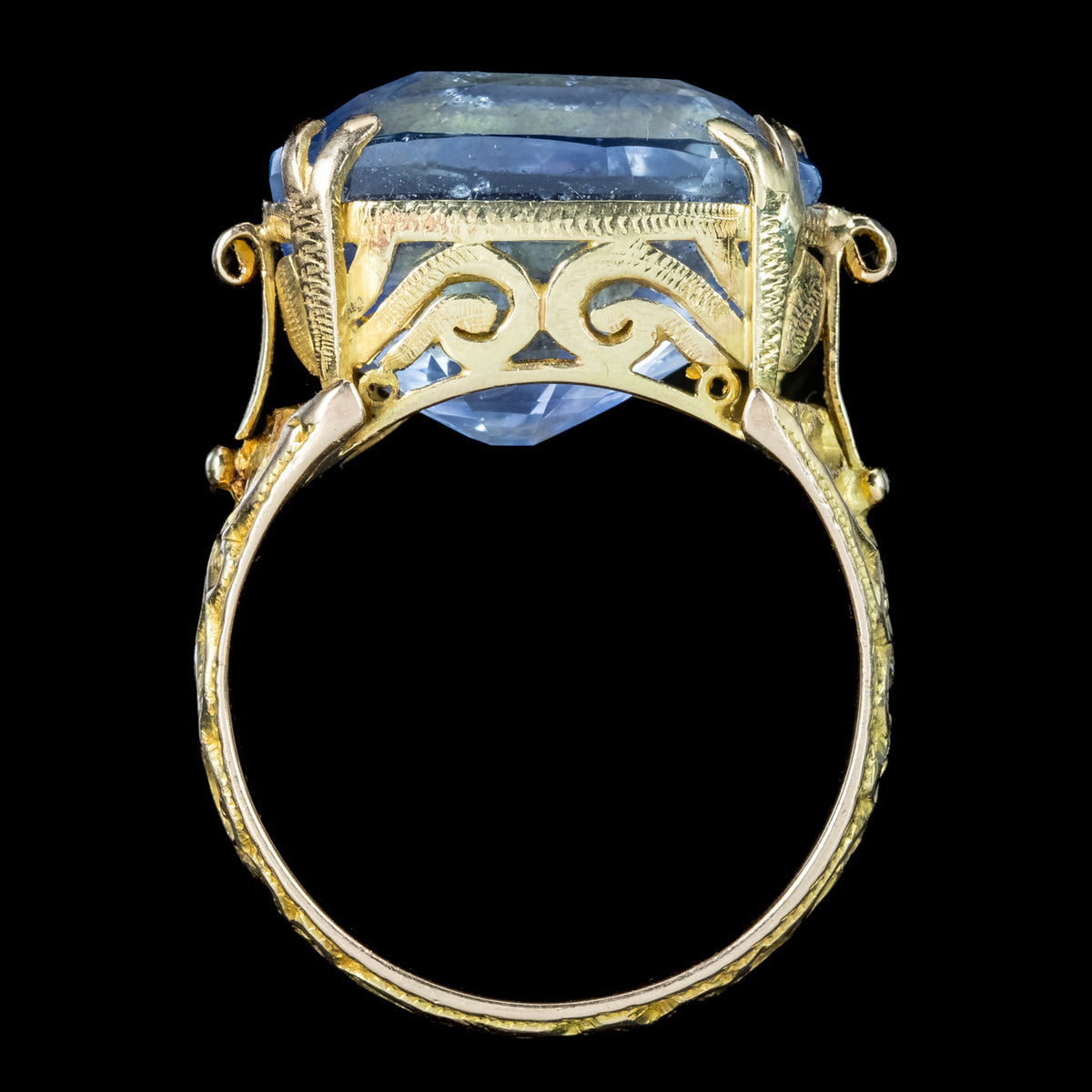 Antique Victorian French Ceylon Sapphire Ring 19.16ct Sapphire With Cert