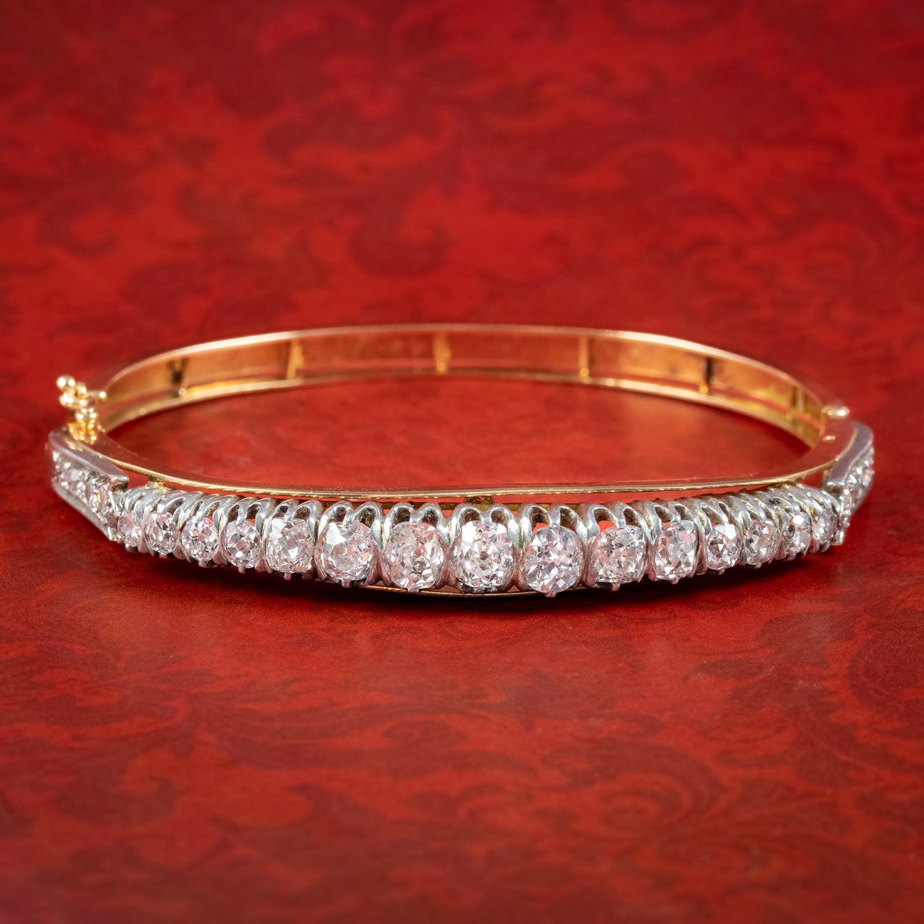 Antique Victorian French Diamond Bangle Silver 18ct Gold 4.5ct Diamond Main image