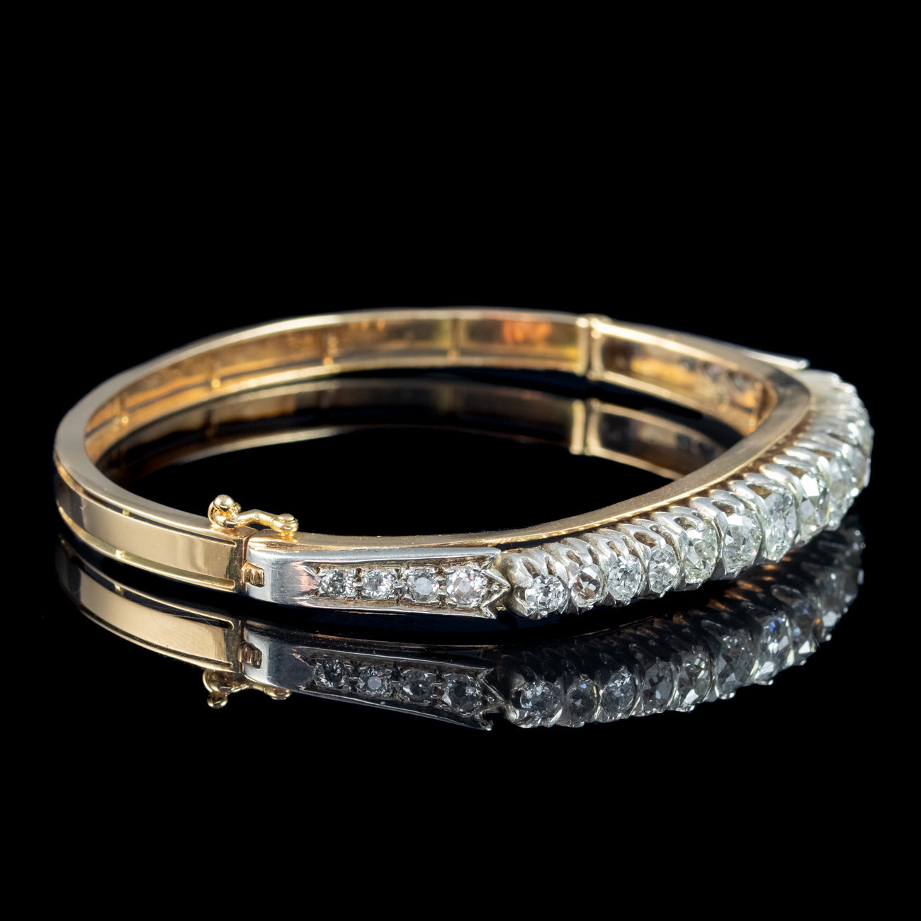 Antique Victorian French Diamond Bangle Silver 18ct Gold 4.5ct Diamond