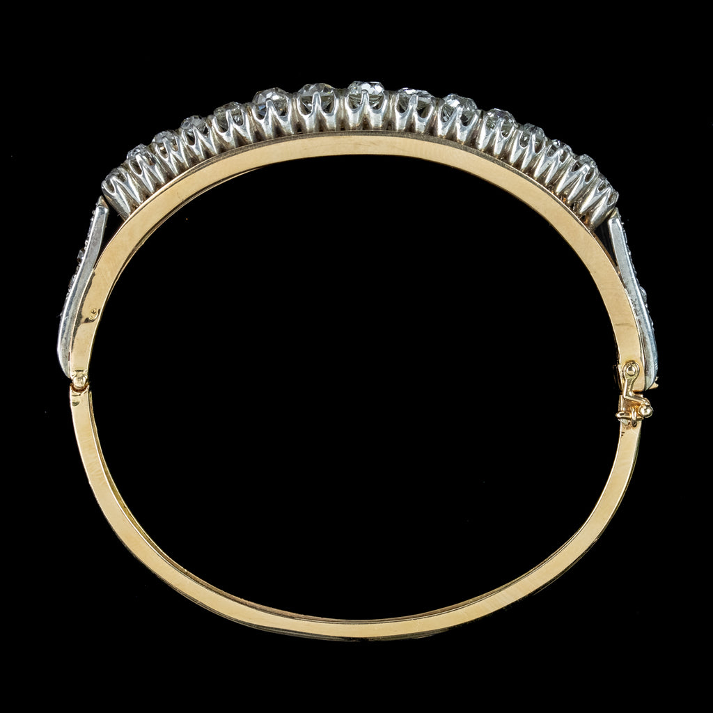 Antique Victorian French Diamond Bangle Silver 18ct Gold 4.5ct Diamond